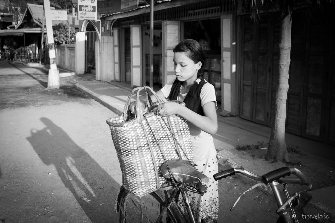 girl n bike bw