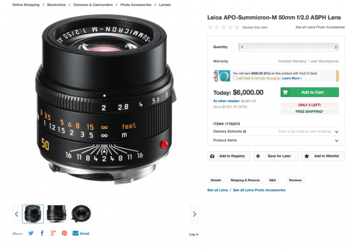 SOLD! Crazy Deal of the Day. Leica 50 APO, $6000 NEW. 3 IN STOCK. | Steve Huff Hi-Fi and Photo